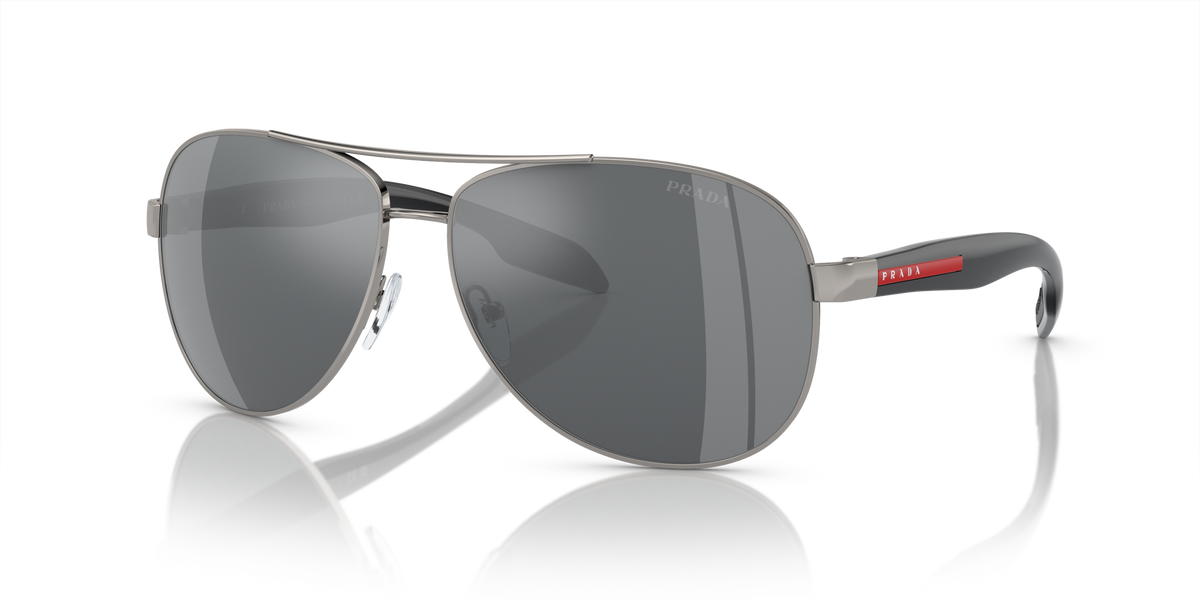 Prada Linea Rossa PS 53PS Gunmetal 5AV5L0 three-quarter view