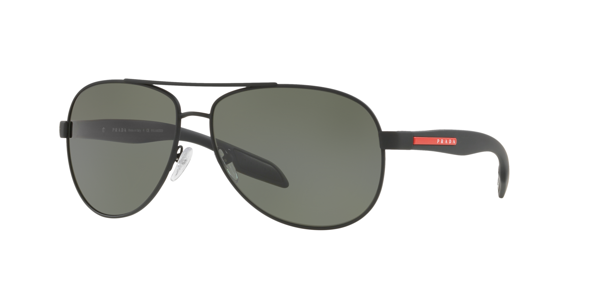 Prada Linea Rossa PS 53PS Black Rubber DG05X1 three-quarter view