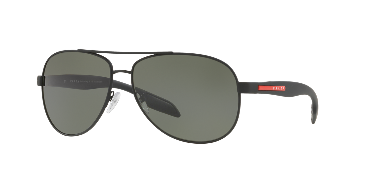 Prada Linea Rossa PS 53PS Black Rubber DG05X1 three-quarter view