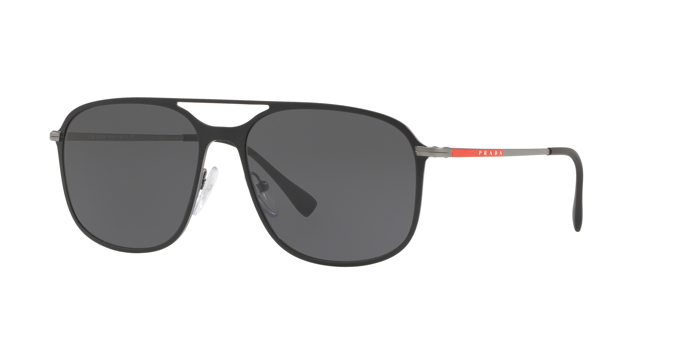 Prada Linea Rossa PS 53TS Black Rubber/Gunmetal Rubber DG05S0 three-quarter view
