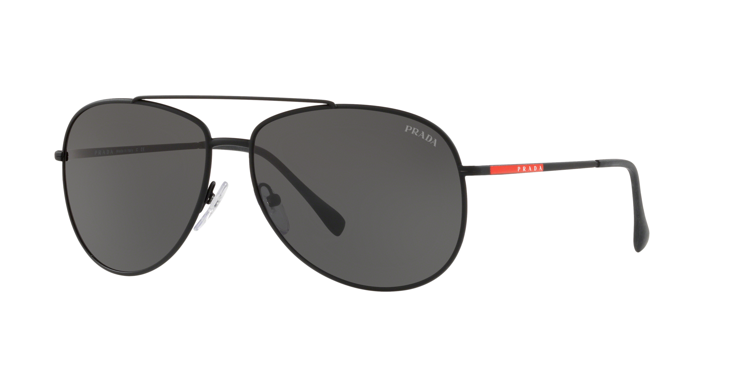 Prada Linea Rossa PS 55US Black Rubber DG05S0 three-quarter view