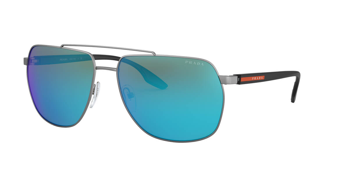 Prada Linea Rossa PS 55VS Matte Gunmetal 7CQ5M2 three-quarter view