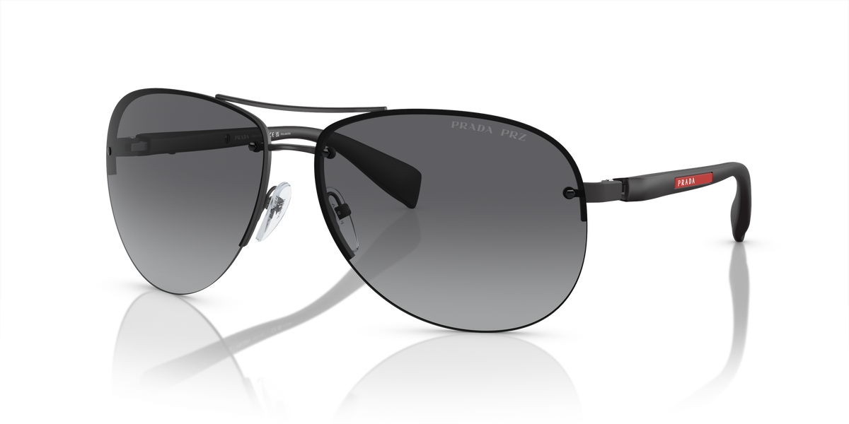 Prada Linea Rossa PS 56MS Black Rubber DG05W1 three-quarter view