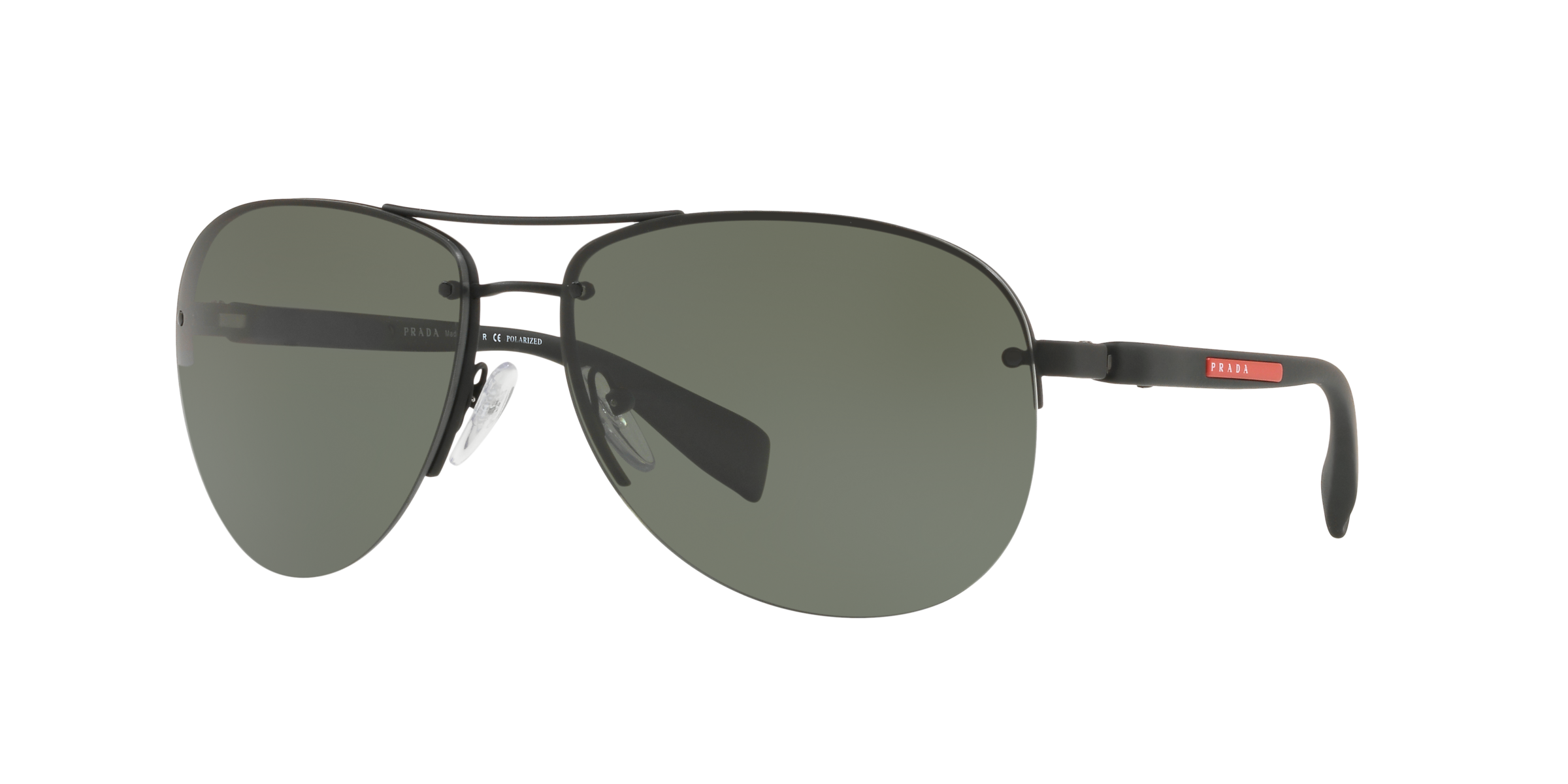 Prada Linea Rossa PS 56MS Black Rubber DG05X1 three-quarter view