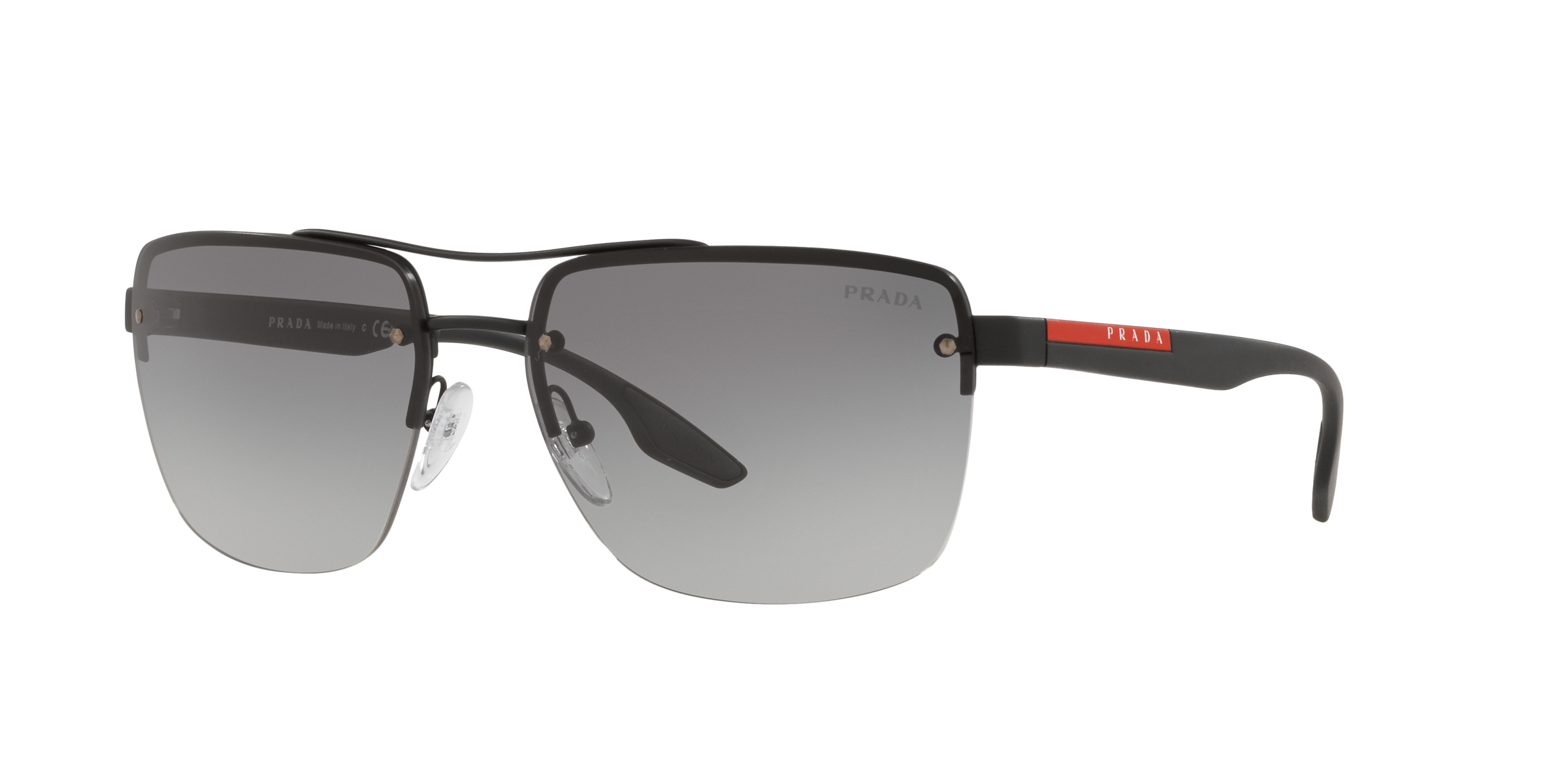 Prada Linea Rossa PS 60US Black Rubber DG03M1 three-quarter view