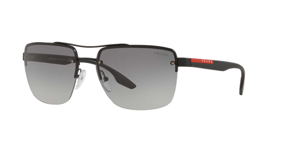 Prada Linea Rossa PS 60US Black Rubber DG03M1 three-quarter view