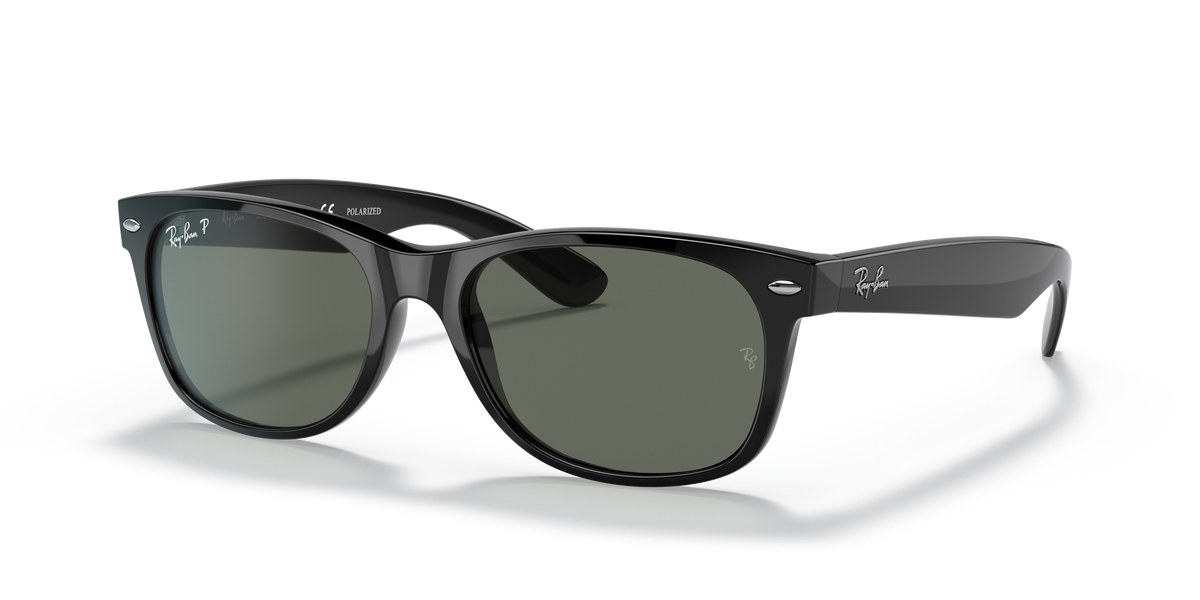 Ray-Ban RB2132 New Wayfarer in black with green polarised replacement lenses