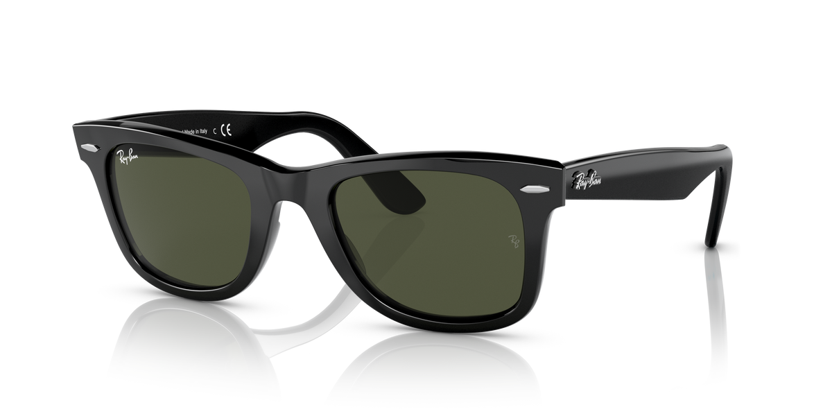 Ray-Ban RB2140 Wayfarer in black with green replacement lenses