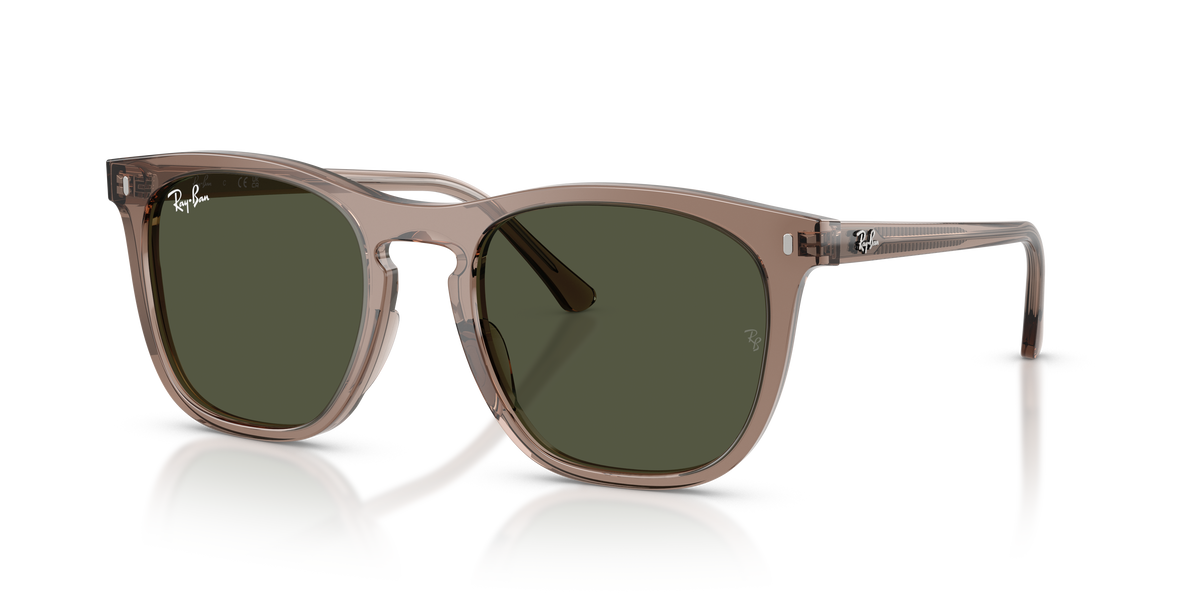 Ray-Ban RB2210 in transparent light brown with green replacement lenses