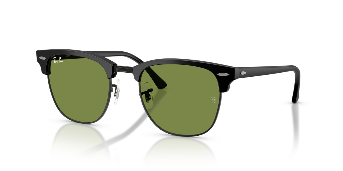 Ray-Ban RB3016 Clubmaster in matte black with green replacement lenses