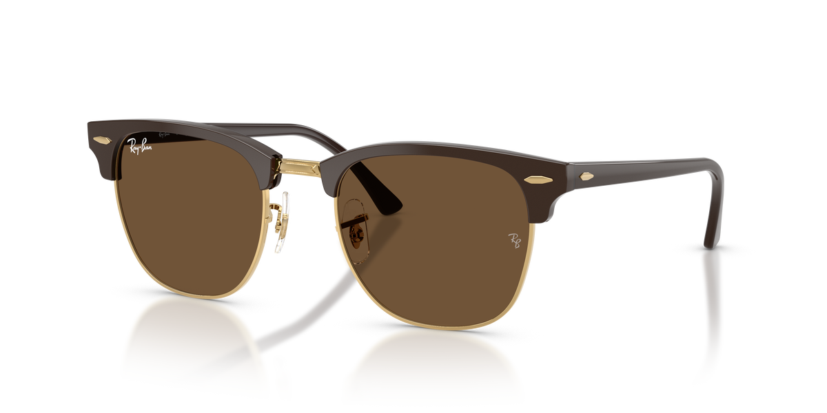 Ray-Ban RB3016 Clubmaster in brown and gold with dark brown replacement lenses