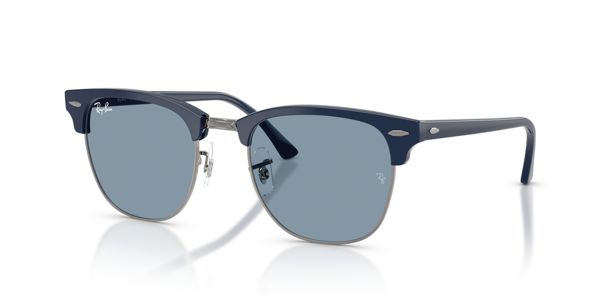 Ray-Ban RB3016 Clubmaster in blue and gunmetal with blue replacement lenses