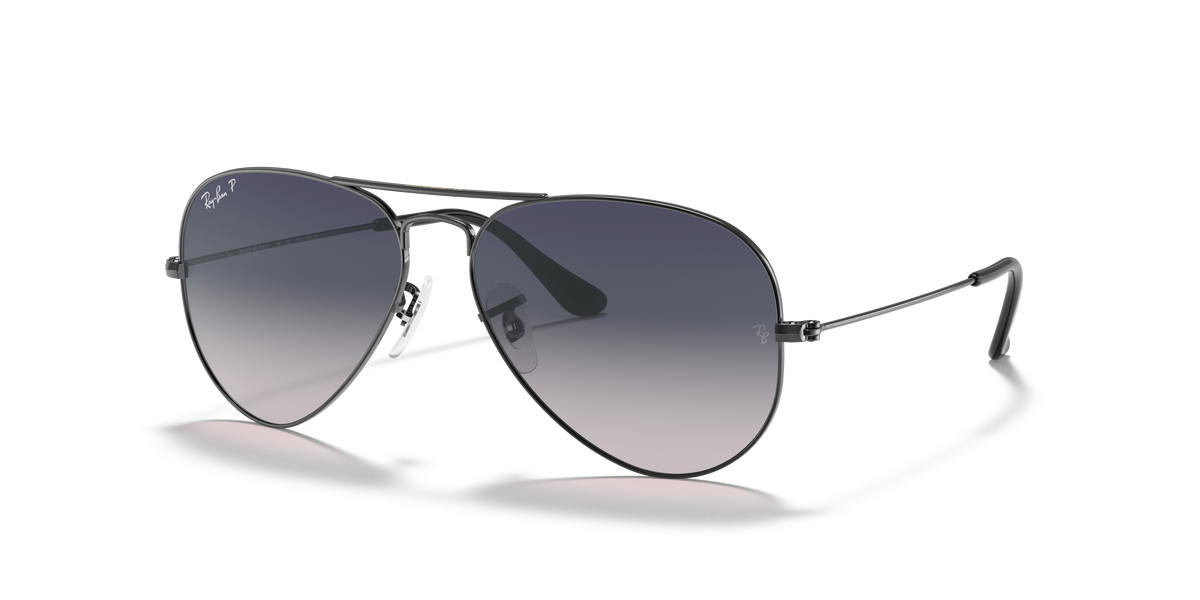 Ray-Ban RB3025 Aviator in gunmetal with blue gradient polarised replacement lenses