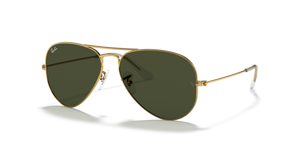 Ray-Ban RB3025 Aviator in arista gold with G-15 green replacement lenses