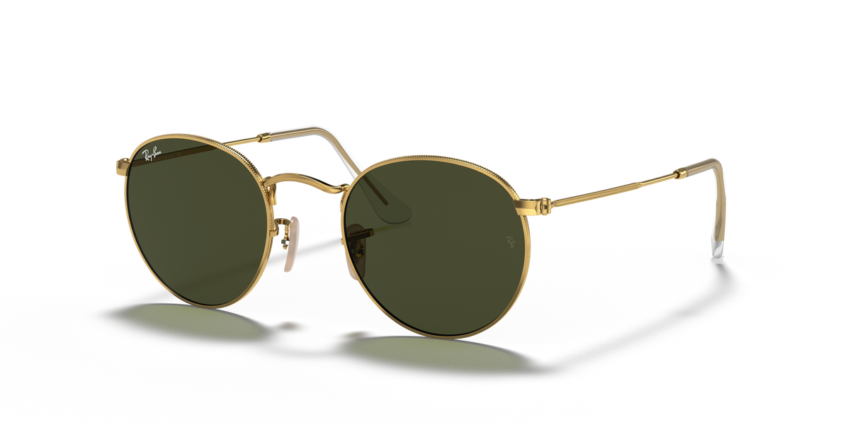 Ray-Ban RB3447 Round Metal in arista gold with G-15 green replacement lenses