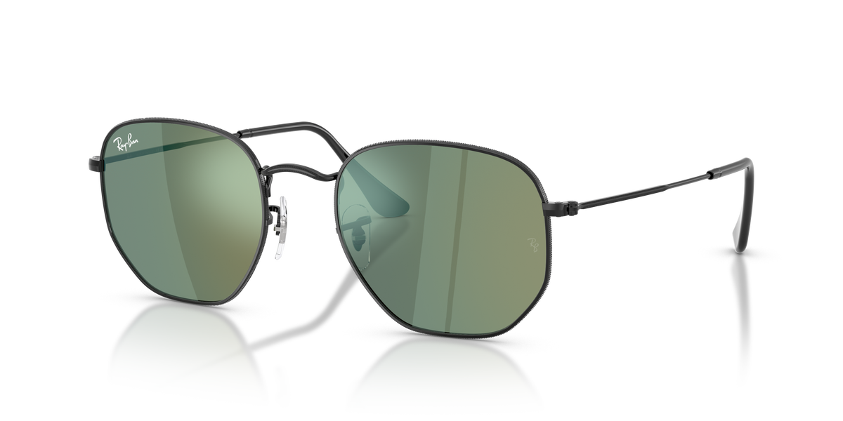 Ray-Ban RB3548N Hexagonal in black with green mirrored replacement lenses