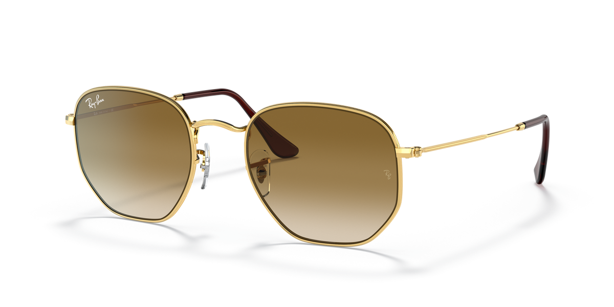 Ray-Ban RB3548 Hexagonal in arista gold with light brown gradient replacement lenses