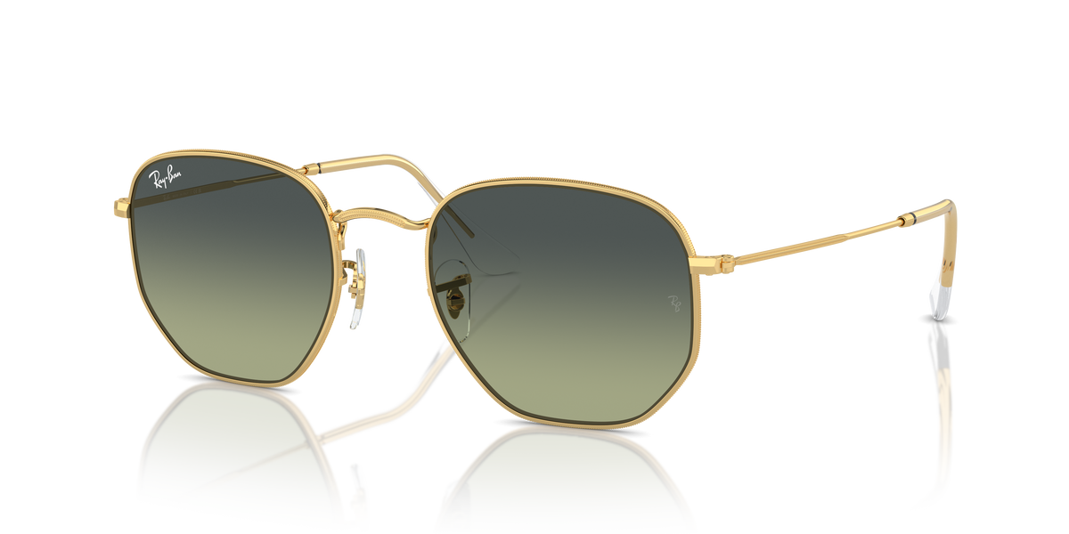 Ray-Ban RB3548 Hexagonal in arista gold with green vintage replacement lenses