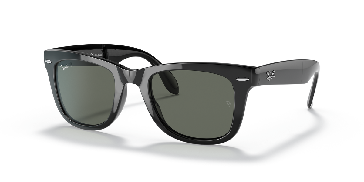 Ray-Ban RB4105 Folding Wayfarer in black with G-15 green polarised replacement lenses