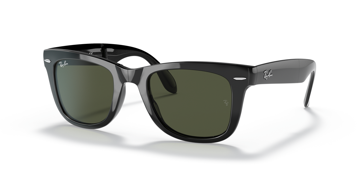 Ray-Ban RB4105 Folding Wayfarer in black with G-15 green replacement lenses