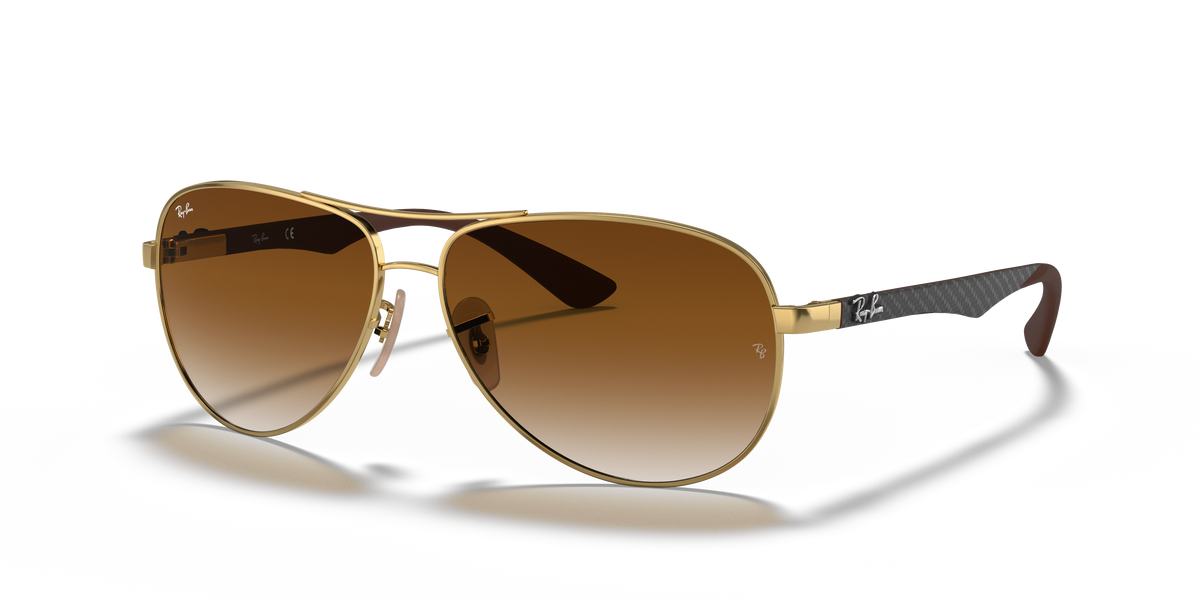 Ray-Ban RB8313 Carbon Fibre in arista gold with light brown gradient replacement lenses