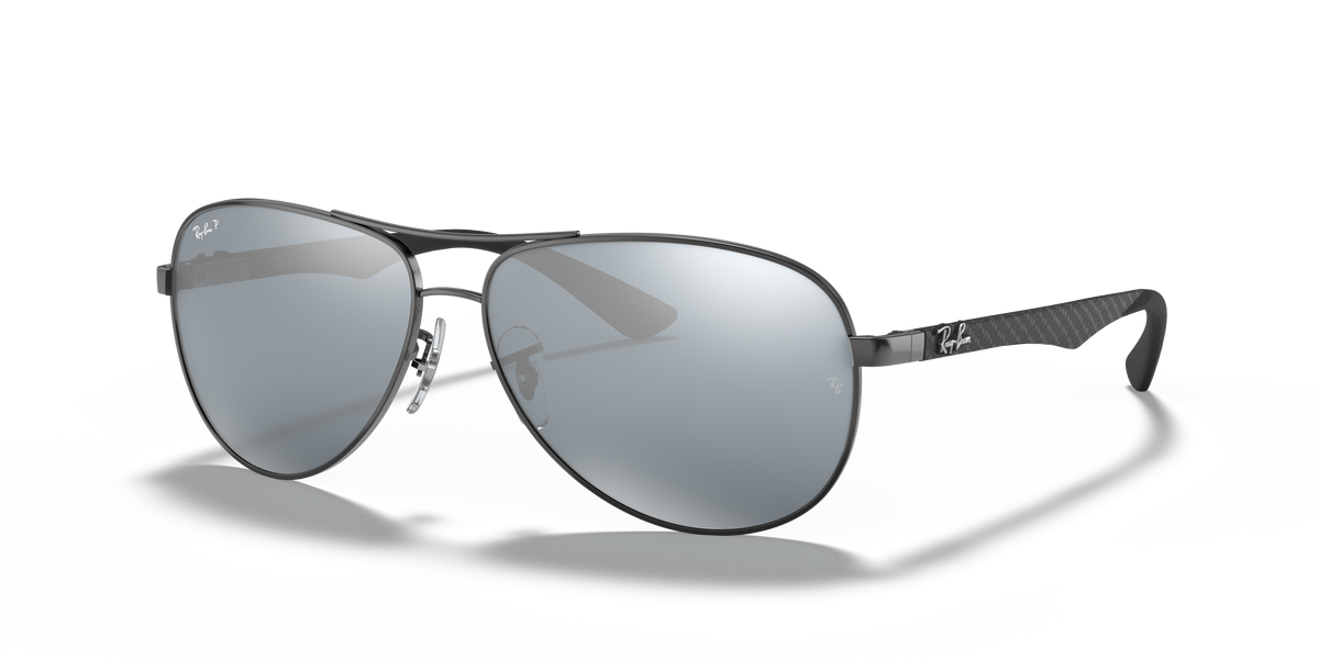 Ray-Ban RB8313 Carbon Fibre in gunmetal with silver mirrored polarised replacement lenses