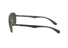 A pair of Rayban RB8313 sunglasses with green lenses and black carbon frames, showing the side profile of the glasses.