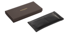Oliver Peoples black leather glasses pouch with presentation box