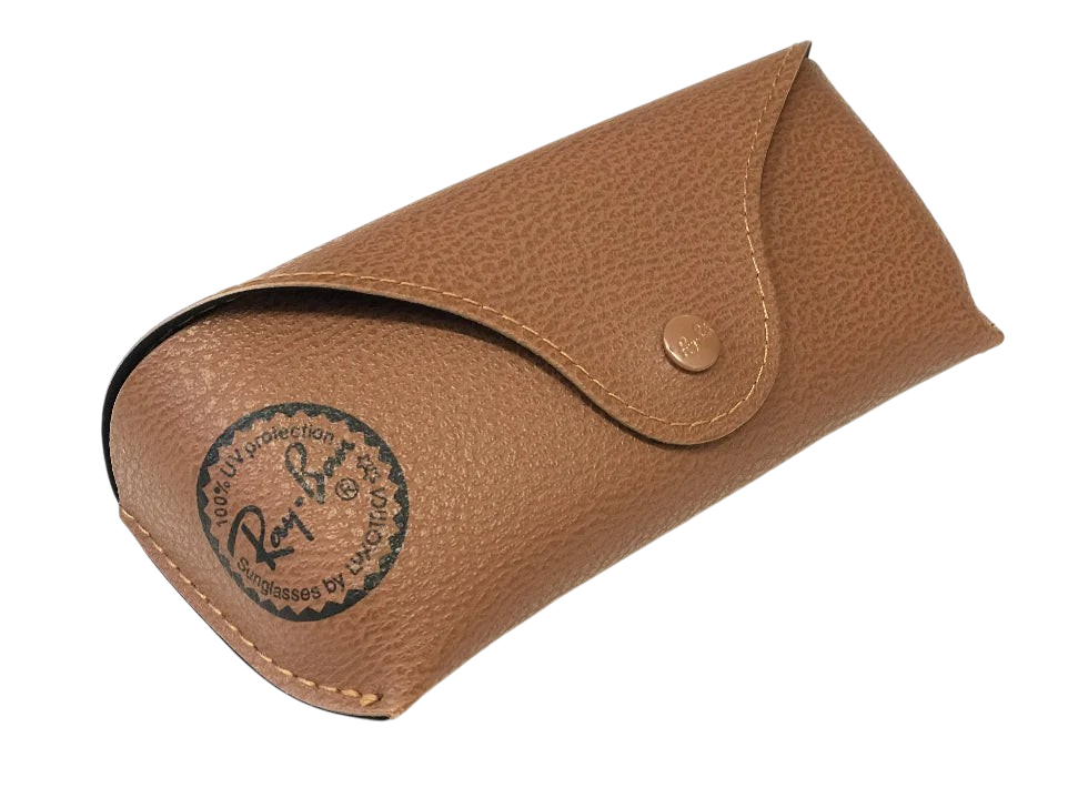 Sunglasses UK official brown textured leather Ray-Ban sunglasses case with snap button closure and logo branding