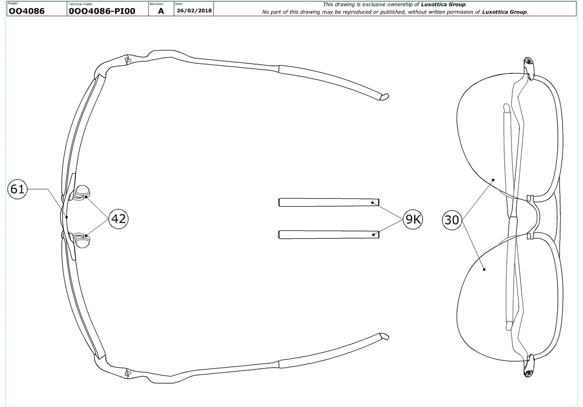 Enlarged technical drawing of the Oakley Tailpin Replacement Parts