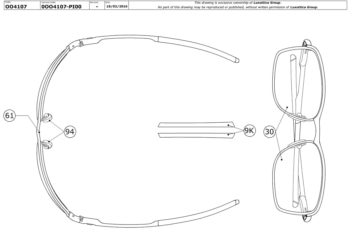 Enlarged technical drawing of the Oakley Conductor 8 Replacement Parts