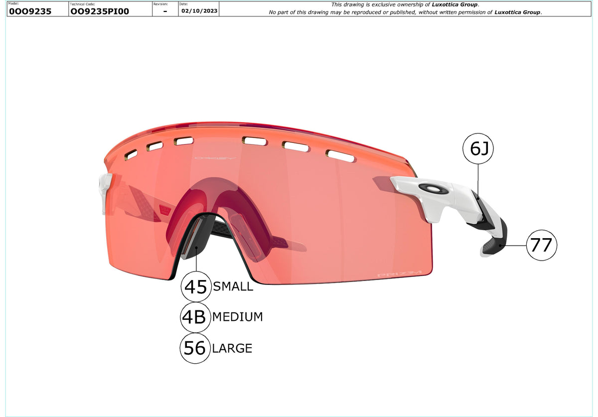 Enlarged technical drawing of the Oakley Encoder Strike Vented Replacement Parts
