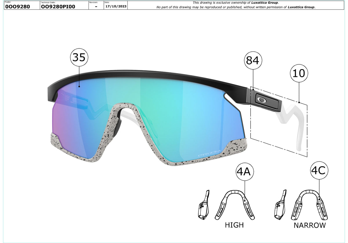 Enlarged technical drawing of the Oakley BXTR Replacement Parts