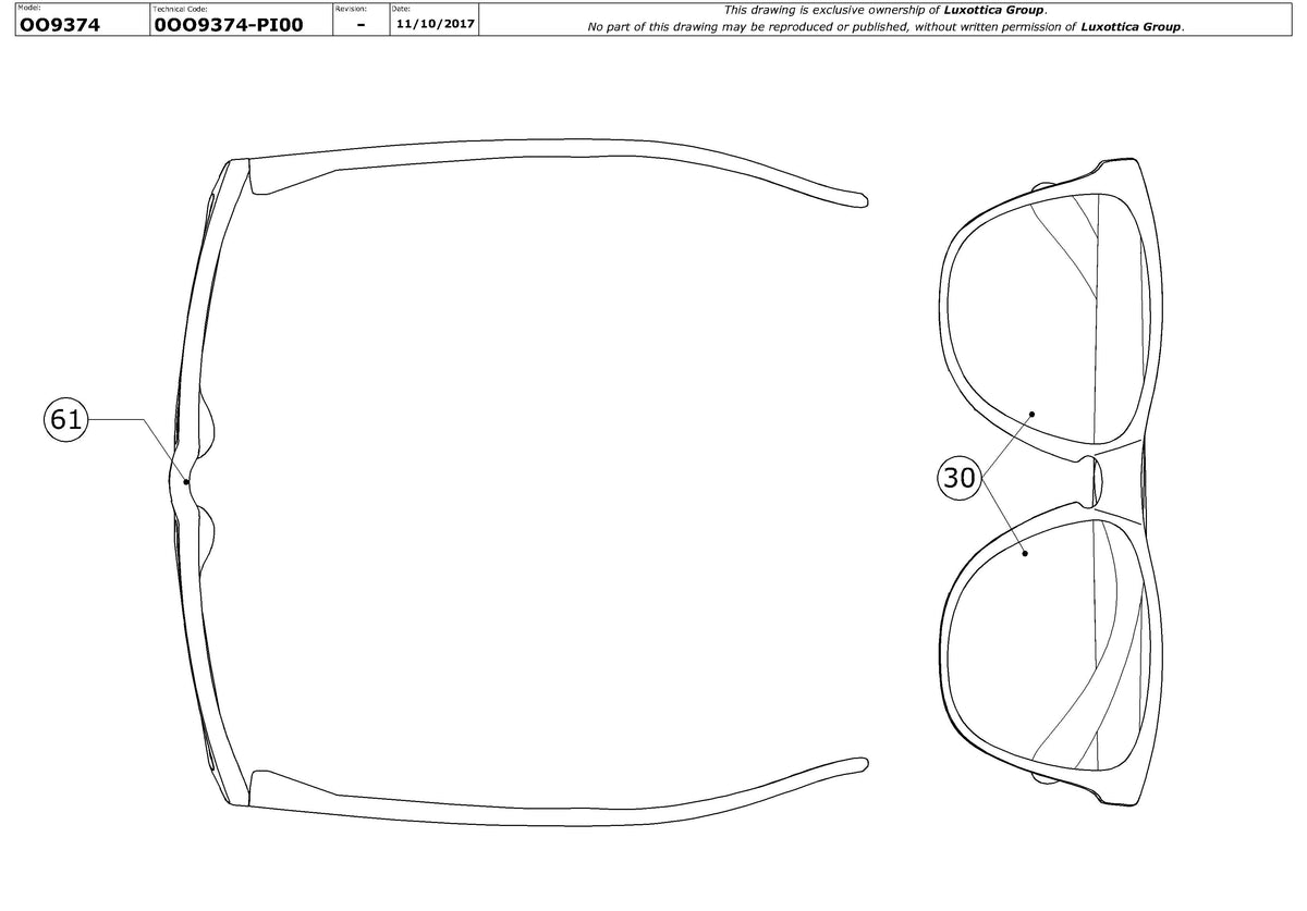 Enlarged technical drawing of the Oakley Frogskins Lite Replacement Parts