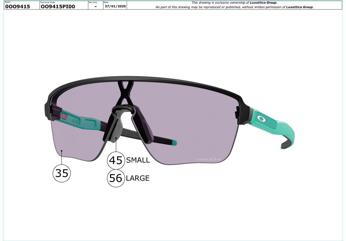 Exploded technical drawing of the Oakley Corridor SQ Replacement Parts, with each replacement part numbered