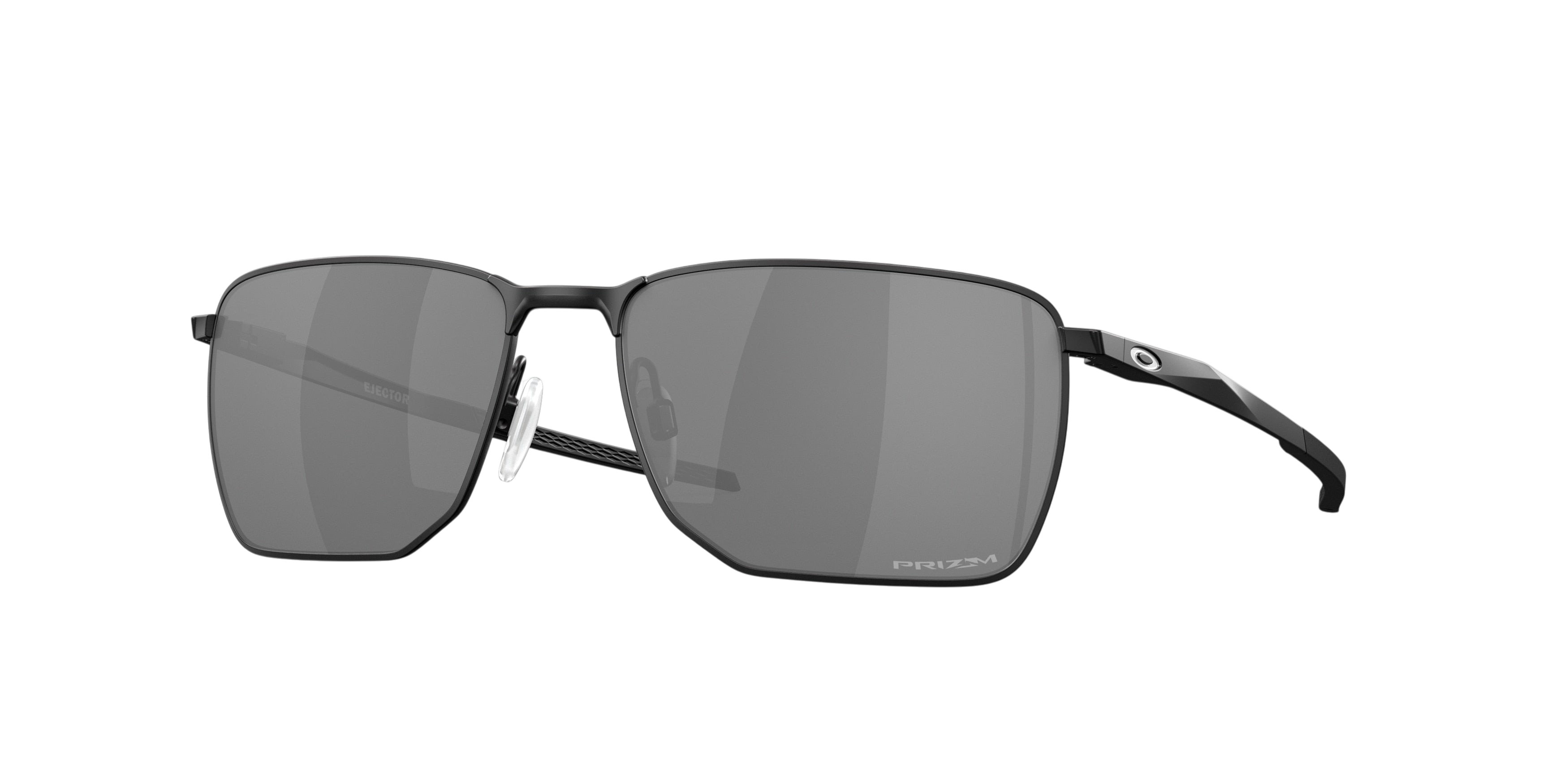 Sunglasses UK Oakley Ejector sunglasses with black metal frames and grey Prizm lenses in a front-facing view.