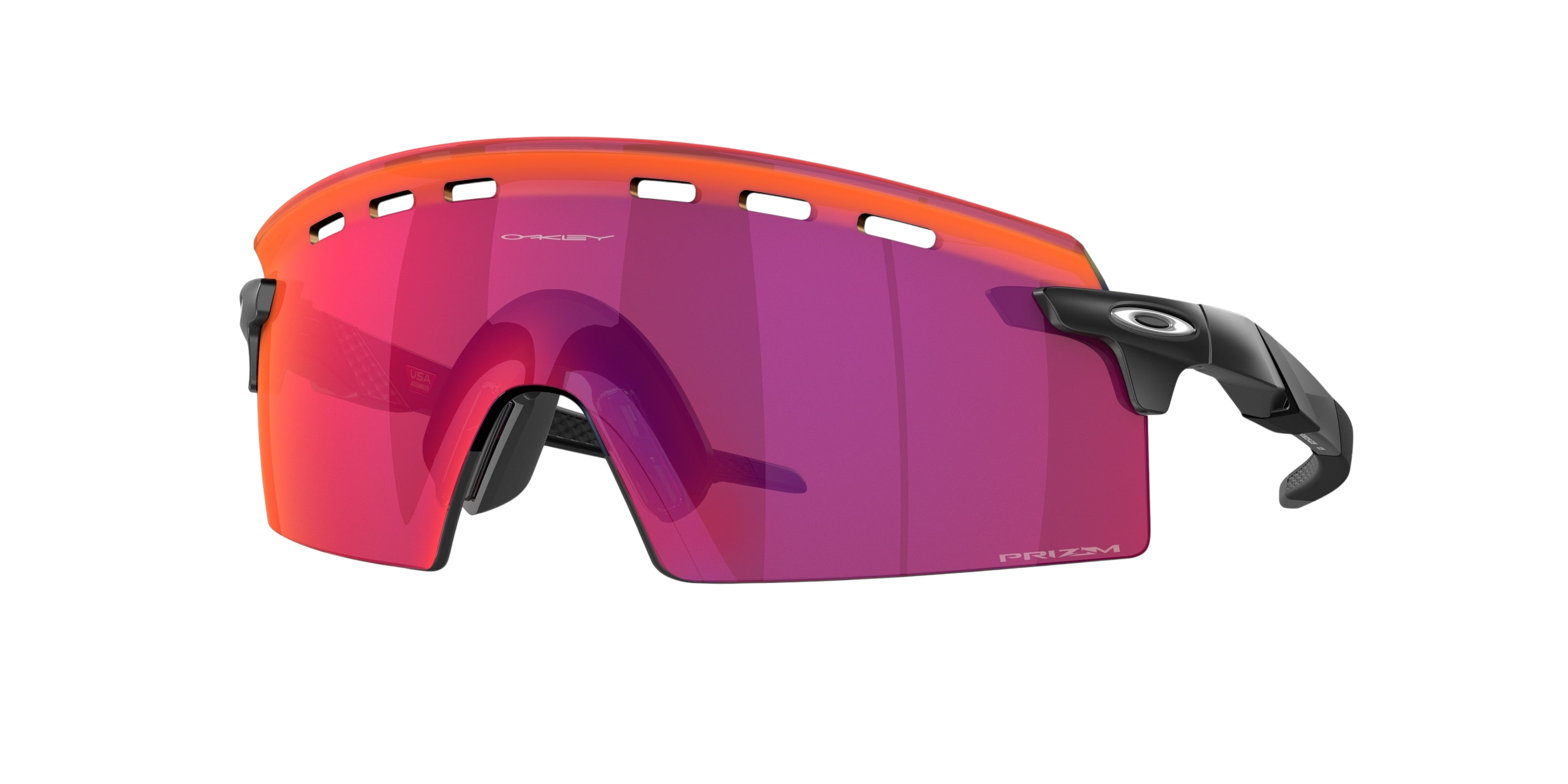 Sunglasses UK Oakley Encoder Strike Vented sunglasses with a red Prizm shield lens and black frame