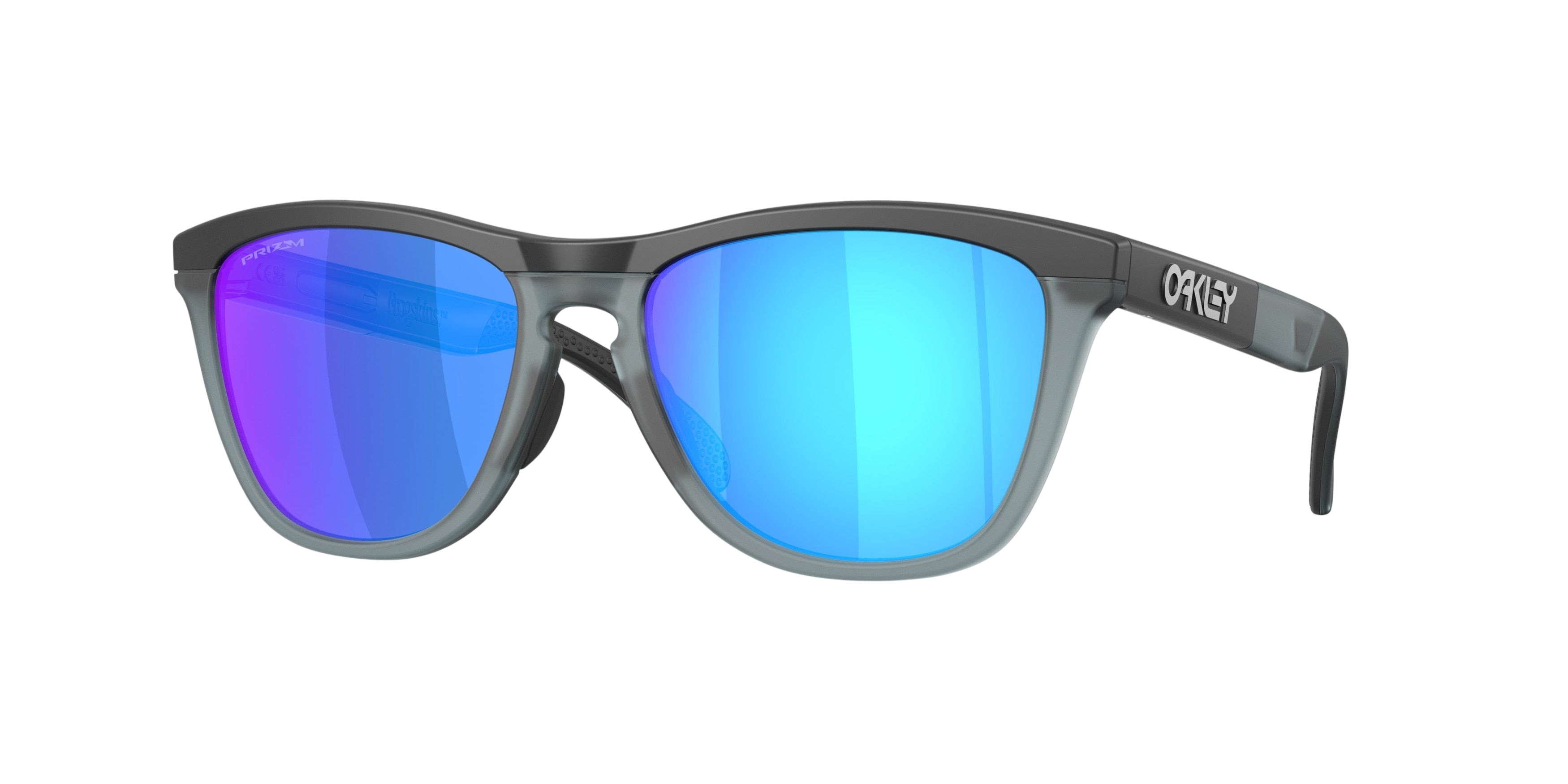 Sunglasses UK Oakley Frogskins Range sunglasses with grey frames and reflective blue Prizm lenses