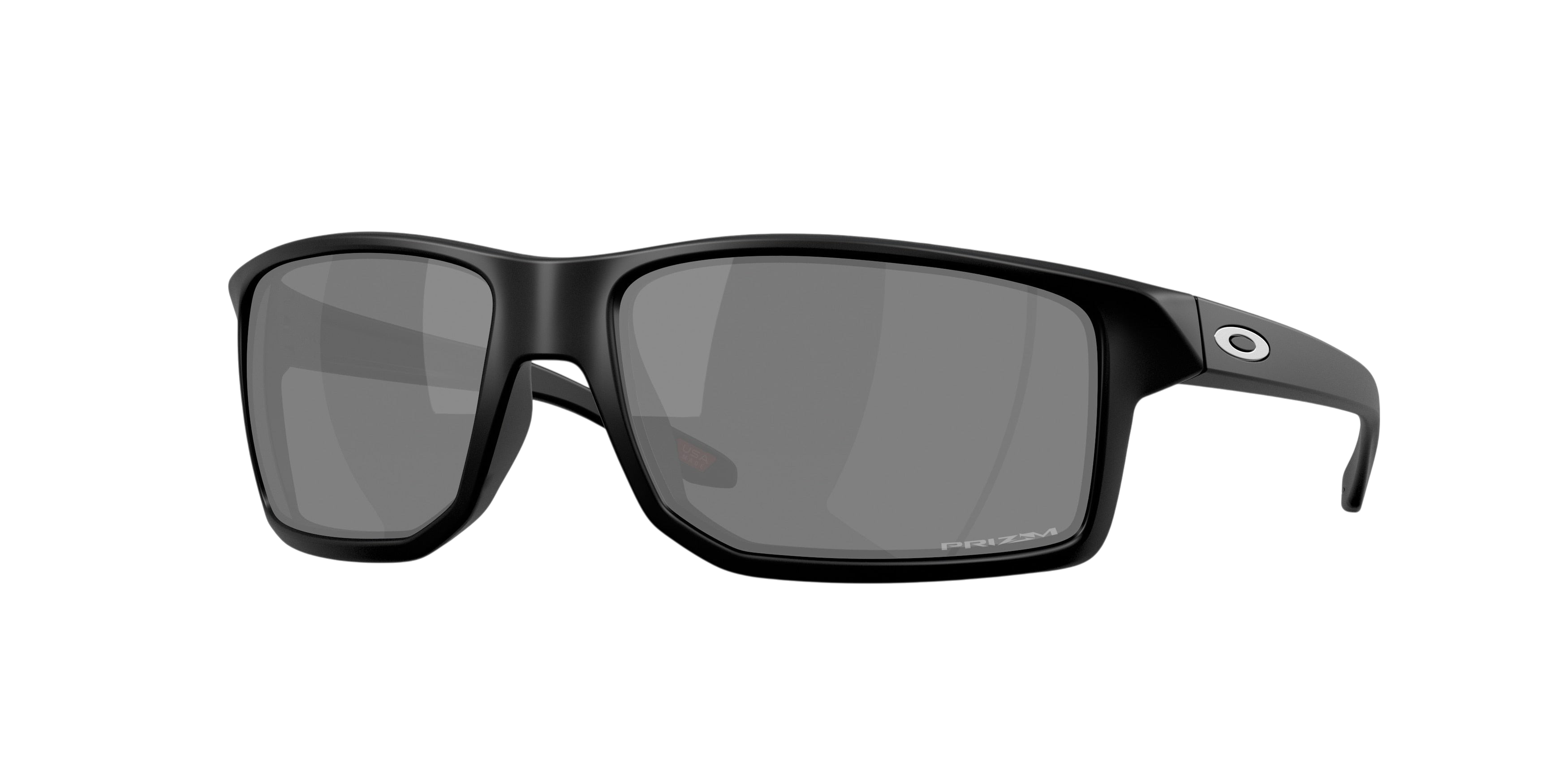Sunglasses UK Oakley Gibston XL sunglasses in matte black with grey Prizm lenses, featuring a wrap-around frame design.