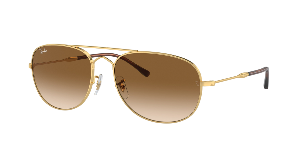 Sunglasses UK Ray-Ban Bain Bridge RB3735 gold aviator sunglasses with brown gradient lenses