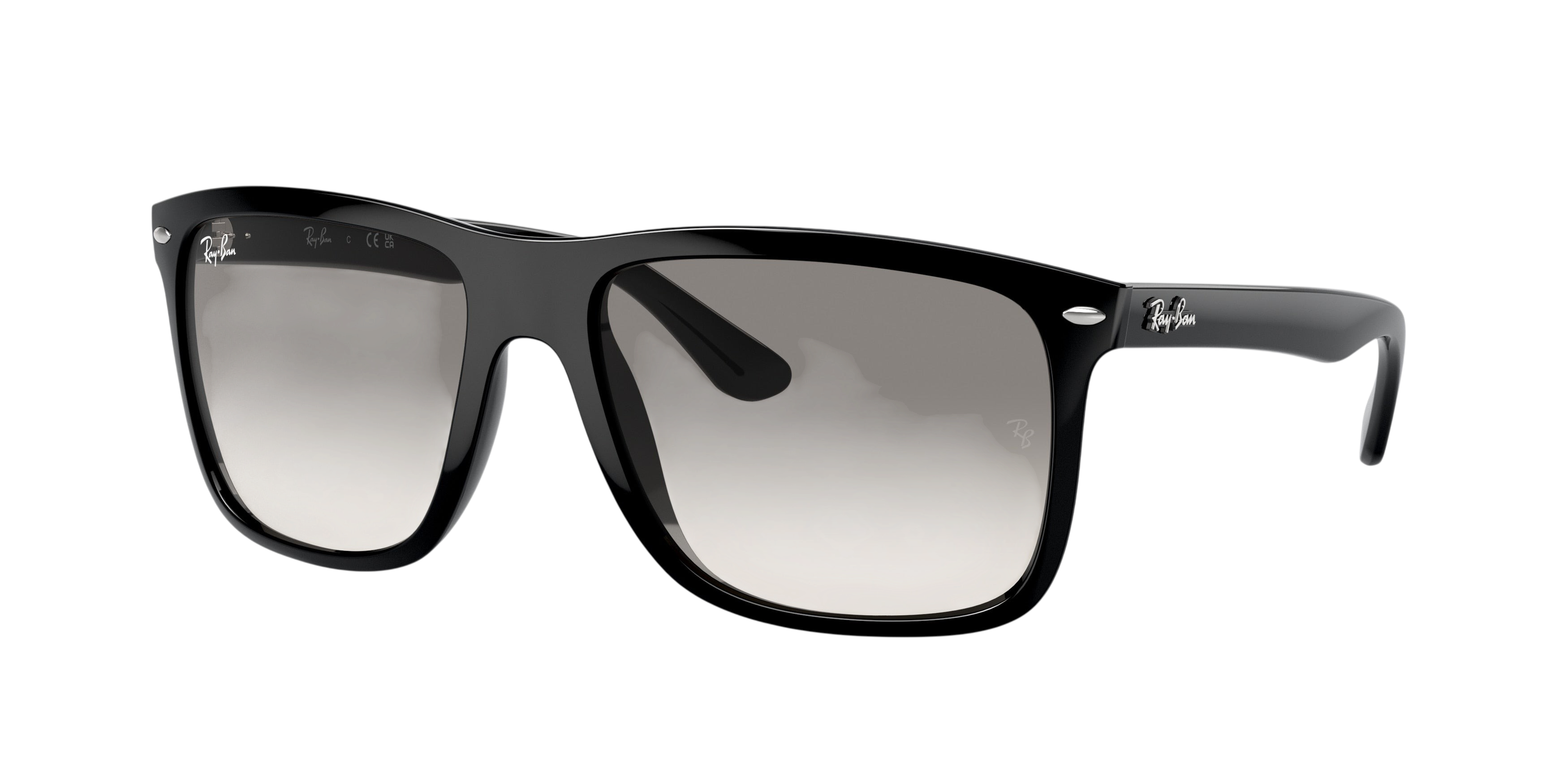 Sunglasses UK Ray-Ban Boyfriend Two RB4547 sunglasses with a black frame and grey gradient lenses