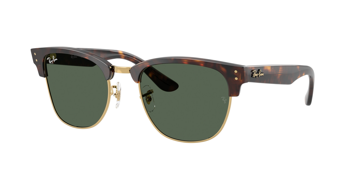 Sunglasses UK Ray-Ban Clubmaster Reverse RBR0504S sunglasses in tortoise and gold with green lenses