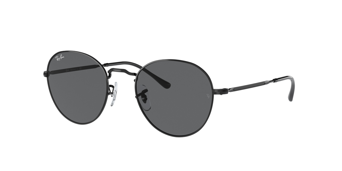 Sunglasses UK Ray-Ban David RB3582 round black metal sunglasses with grey lenses