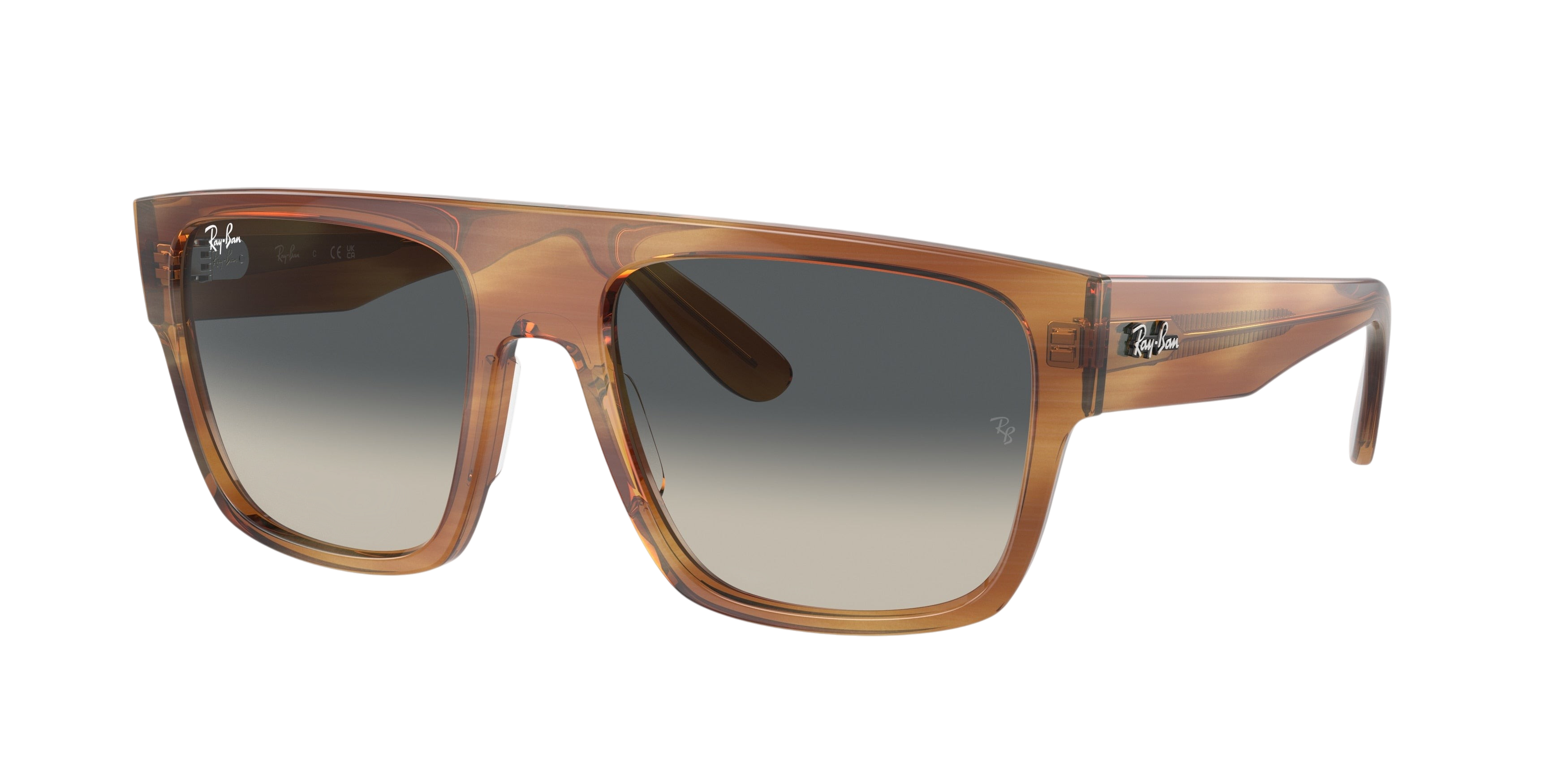 Sunglasses UK Ray-Ban Drifter RB0360S sunglasses with a transparent brown frame and grey gradient lenses