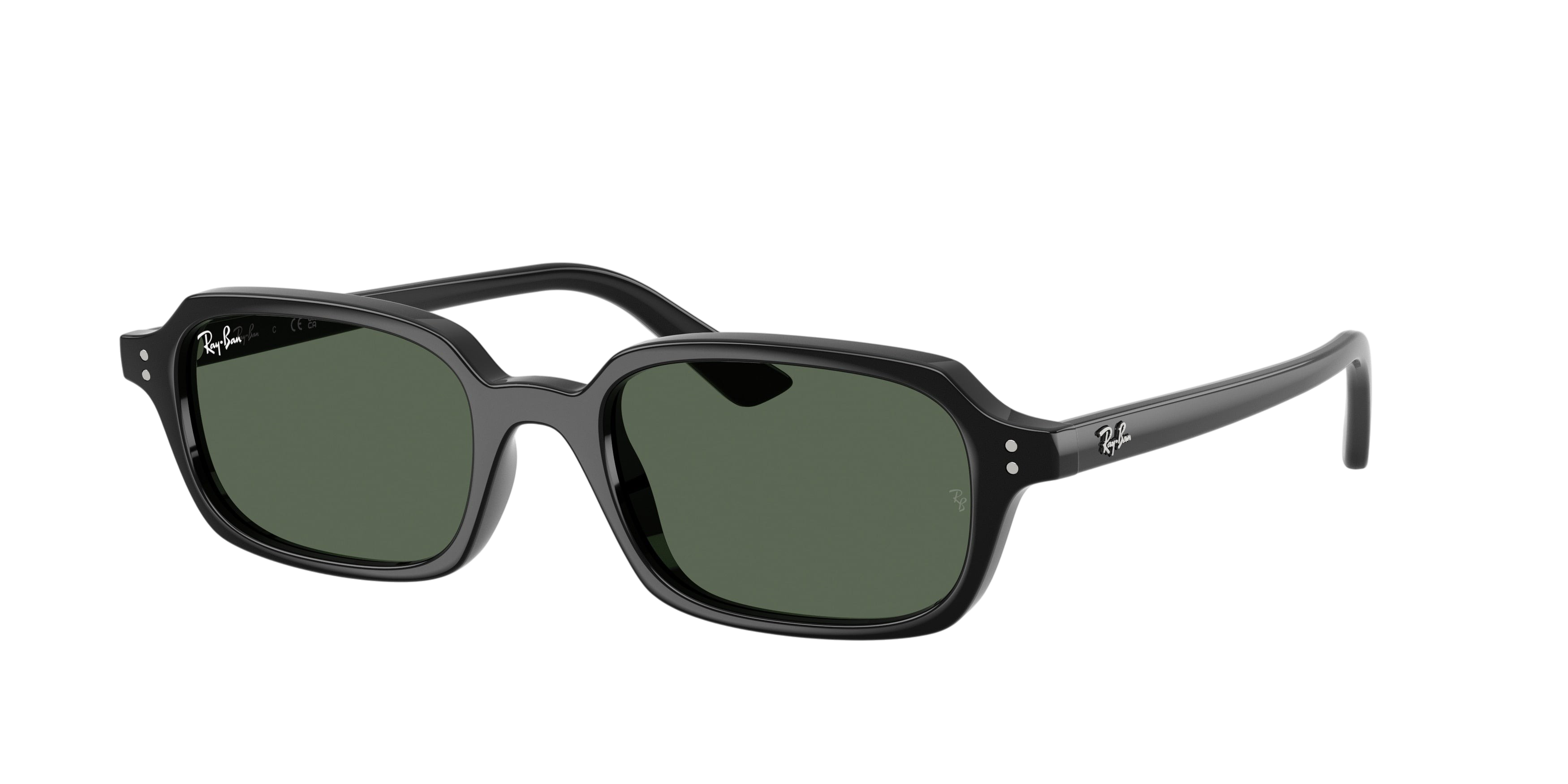 Sunglasses UK Ray-Ban Zuri RB4455 sunglasses with black frames and dark green lenses in a classic rectangular style
